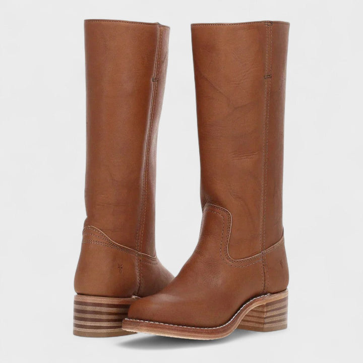 Bottes d’officier pour femme en cuir, hautes jusqu’aux genoux, pour l’automne