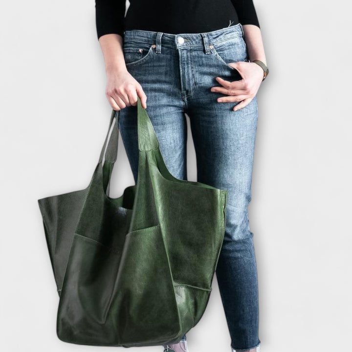 Spacious leather weekend travel bag for women, autumn collection