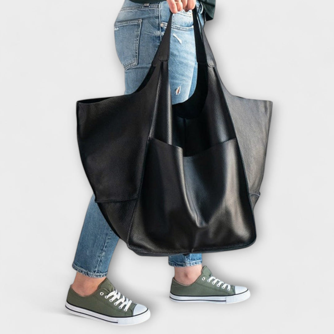 Spacious leather weekend travel bag for women, autumn collection