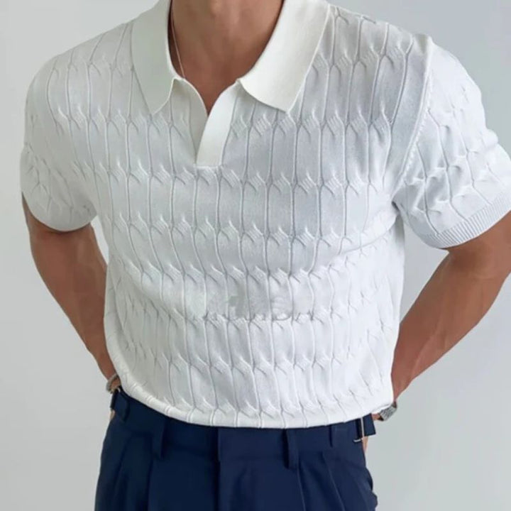 Summer polo shirt in wear-resistant knit - Cajo