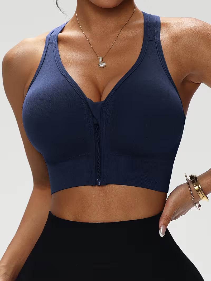 Soutien-gorge de sport à fermeture éclair frontale, push-up, sans armatures, en polyamide, pour un usage quotidien, été 2026