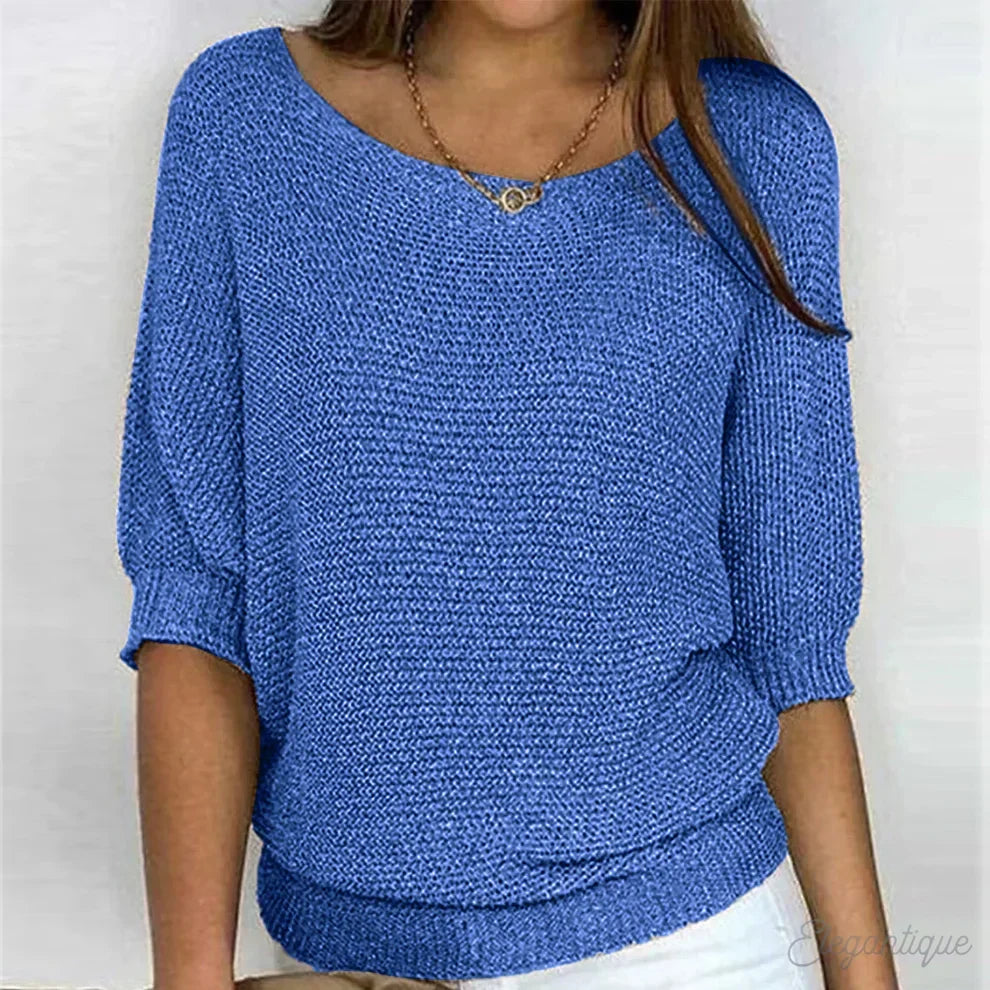 Pull en maille femme automnal à manches 3/4, coupe ample