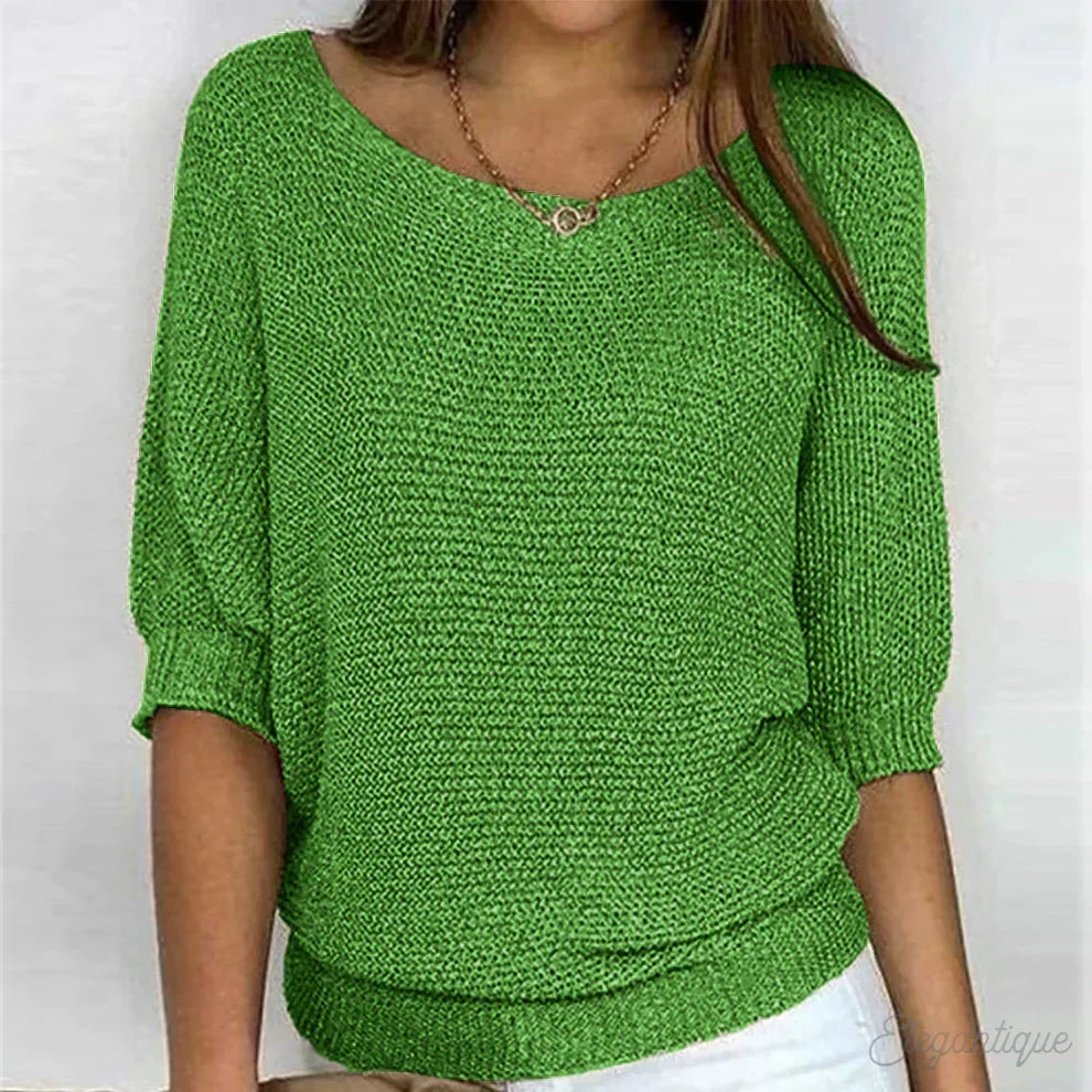Pull en maille femme automnal à manches 3/4, coupe ample