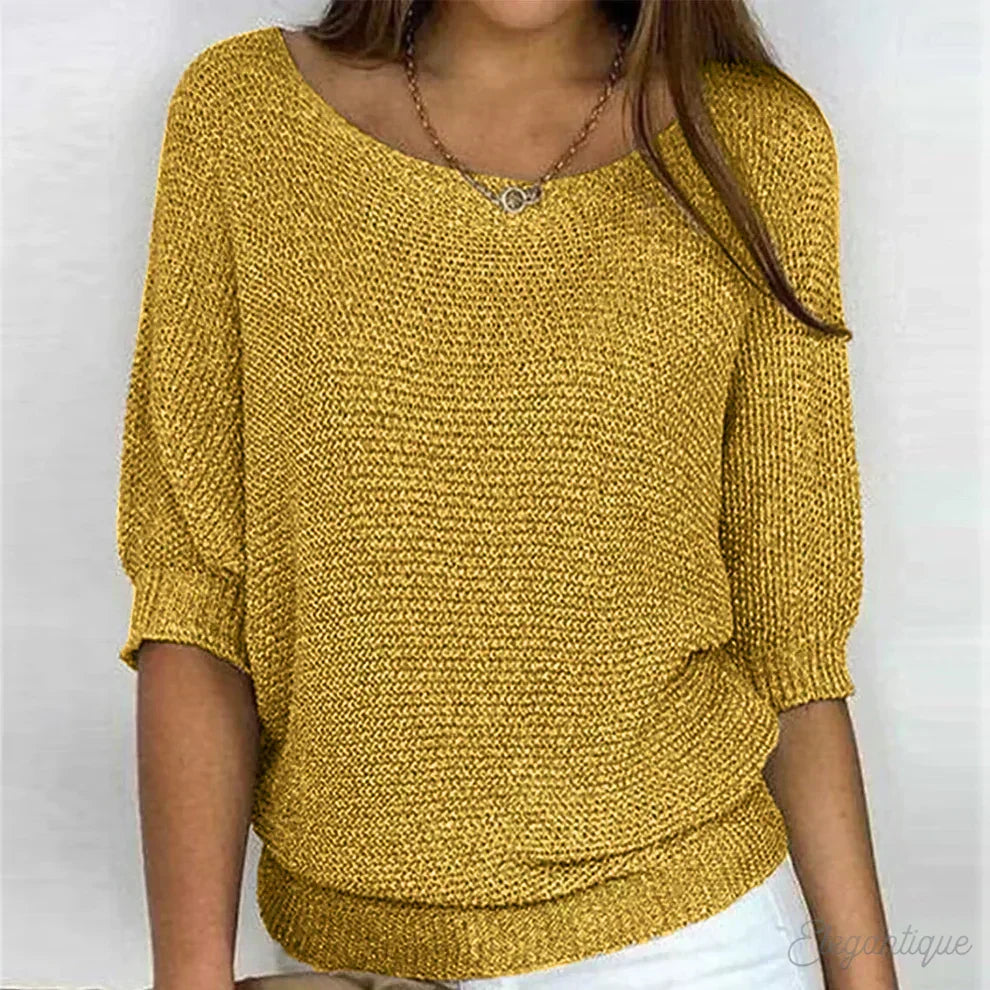 Pull en maille femme automnal à manches 3/4, coupe ample