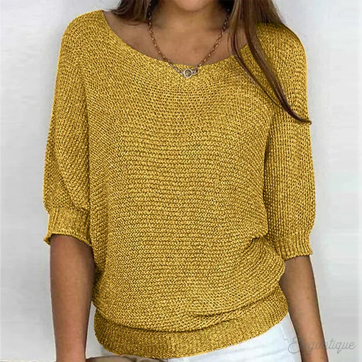 Pull en maille femme automnal à manches 3/4, coupe ample