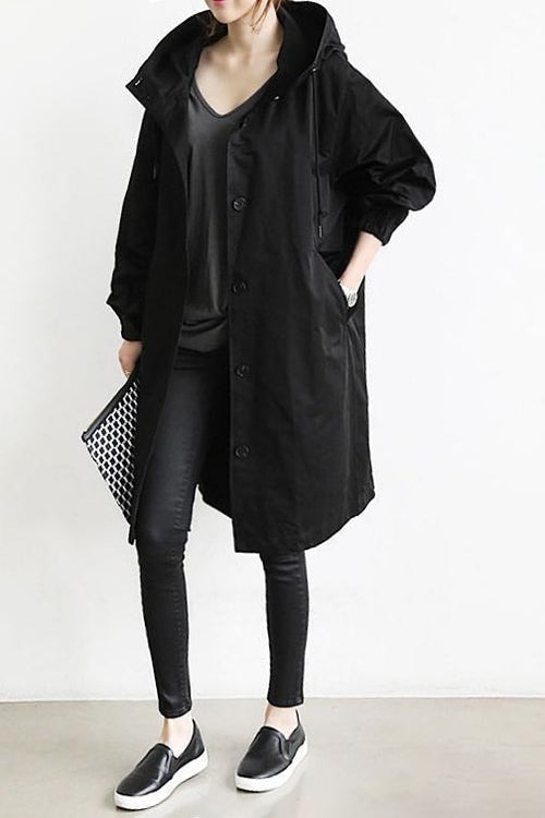 Veste légère de mi-saison pour femme en coton, à capuche, pour l’automne