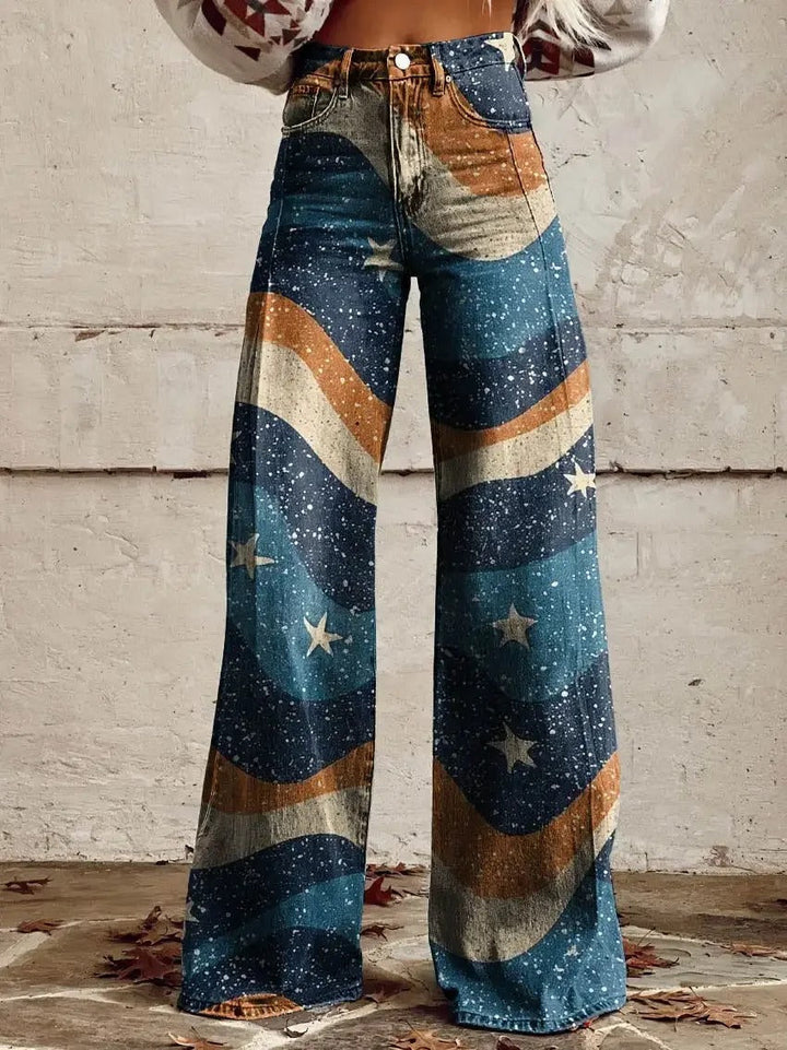 Edie - Eleganckie spodnie retro z modnymi szerokimi nogawkami