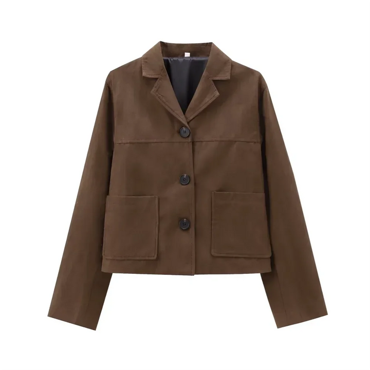 Blazer oversize pour femme en simili-cuir pour l'automne avec un col classique