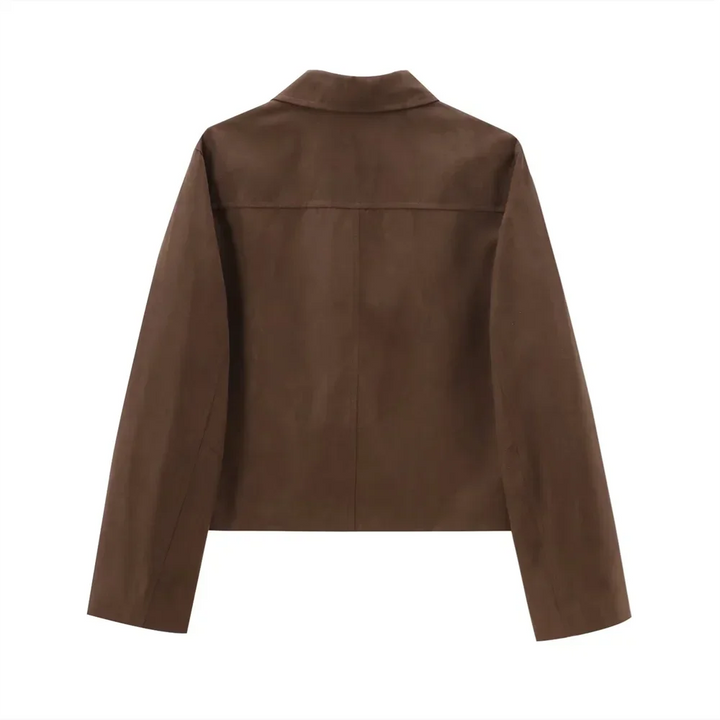 Blazer oversize pour femme en simili-cuir pour l'automne avec un col classique