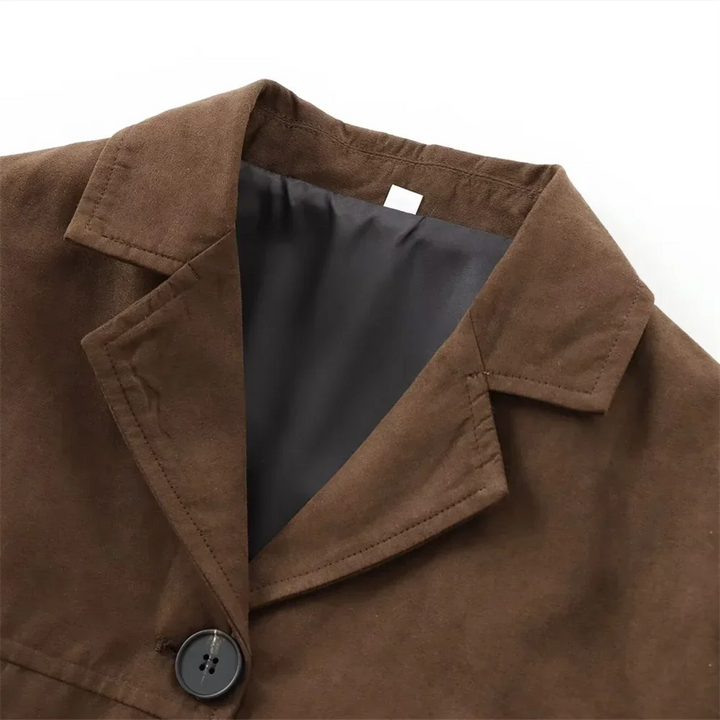 Blazer oversize pour femme en simili-cuir pour l'automne avec un col classique