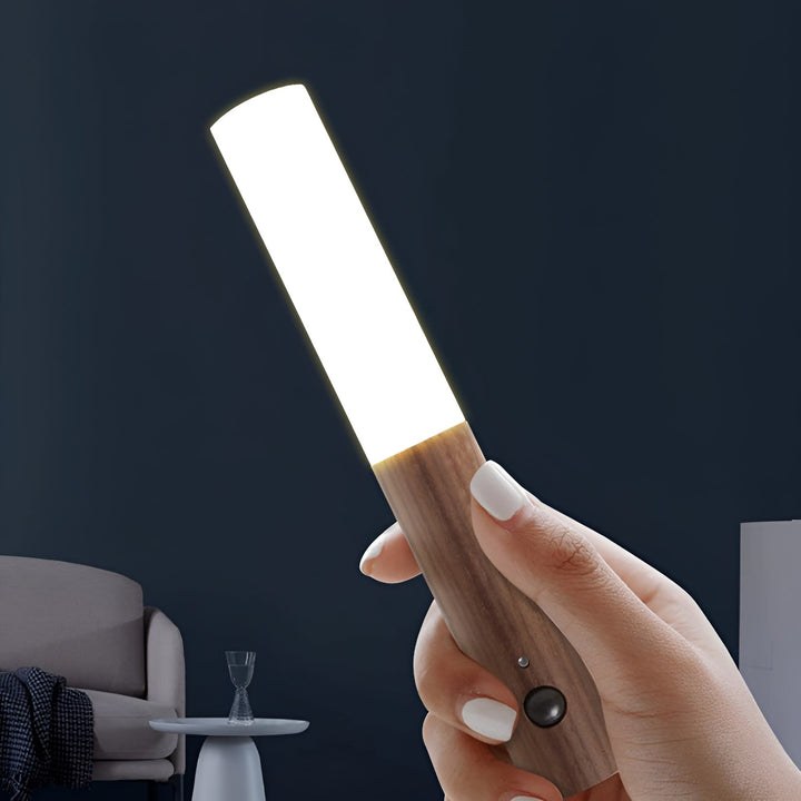 Applique da parete senza fili con sensore di movimento e accumulatore magnetico, in legno, per soggiorno e camera da letto
