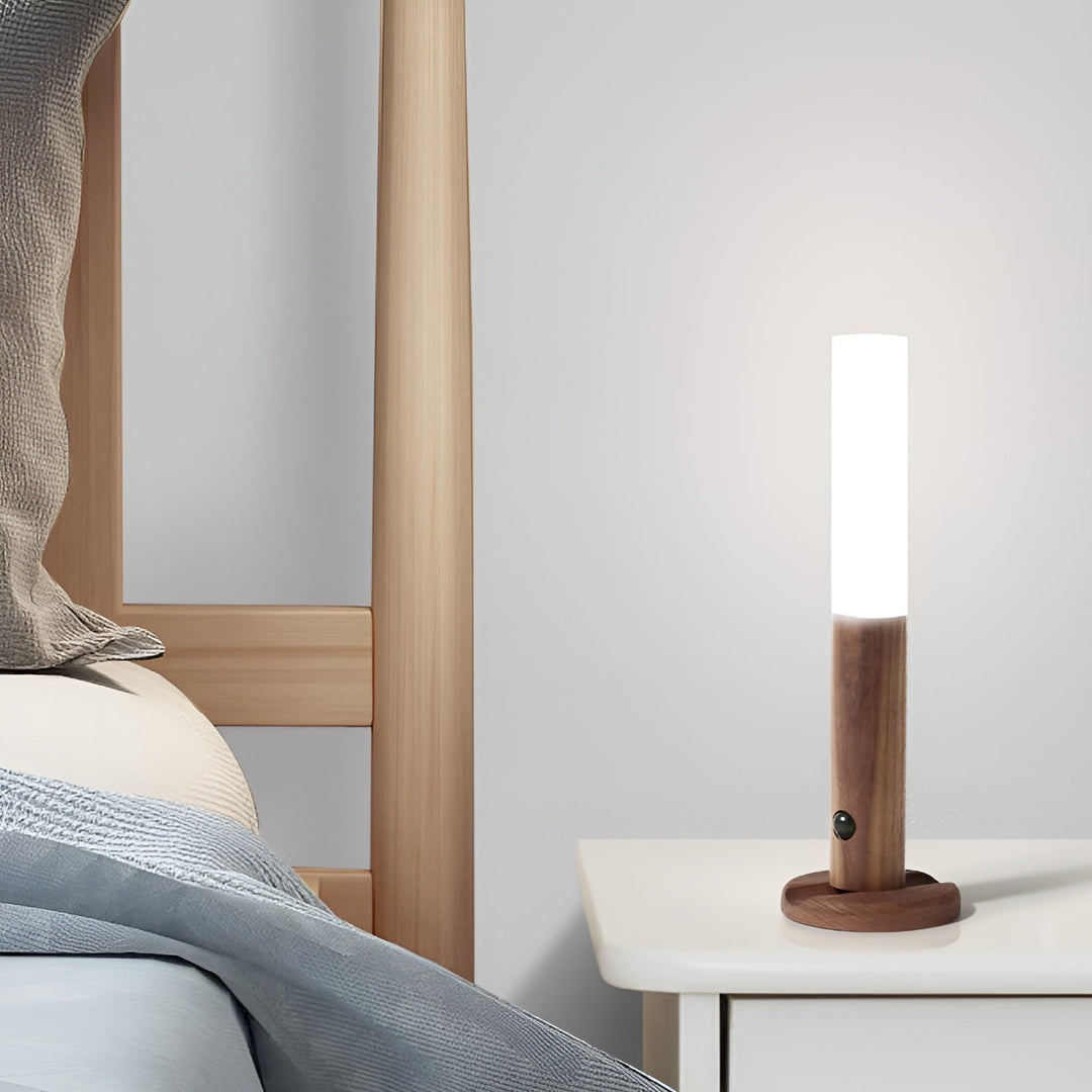 Applique da parete senza fili con sensore di movimento e accumulatore magnetico, in legno, per soggiorno e camera da letto