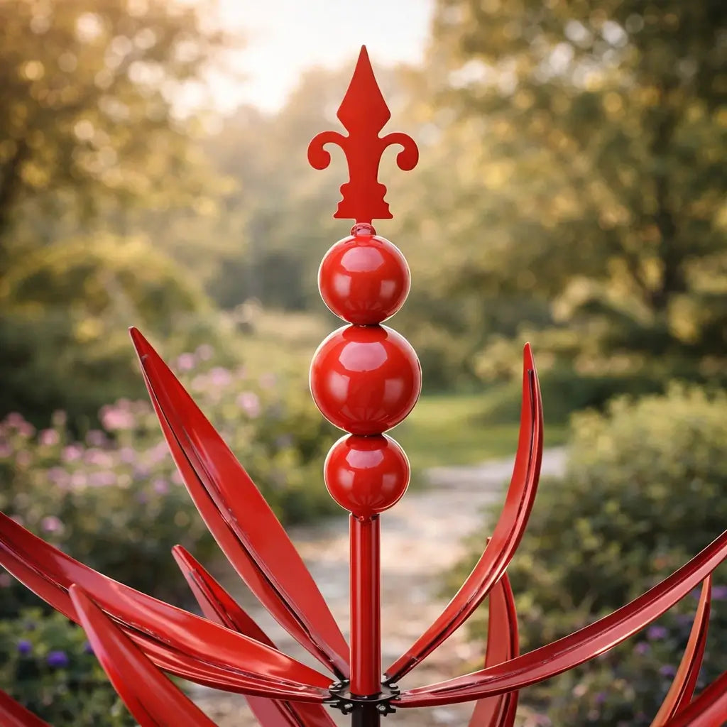 Girouette de jardin en métal à motif fleur de lotus, résistante aux UV, décoration pour terrasse et balcon