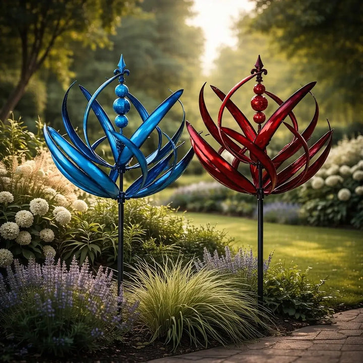 Girouette de jardin en métal à motif fleur de lotus, résistante aux UV, décoration pour terrasse et balcon