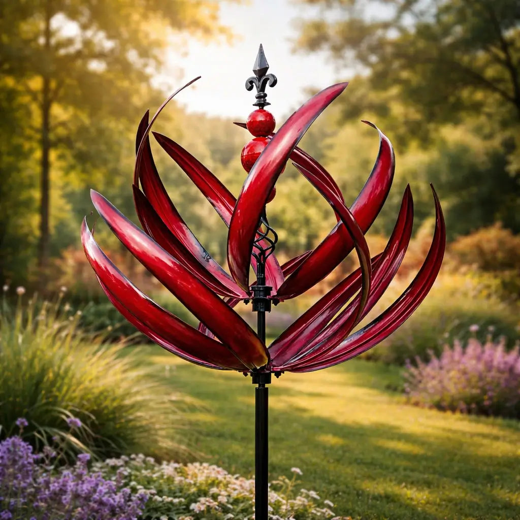 Girouette de jardin en métal à motif fleur de lotus, résistante aux UV, décoration pour terrasse et balcon