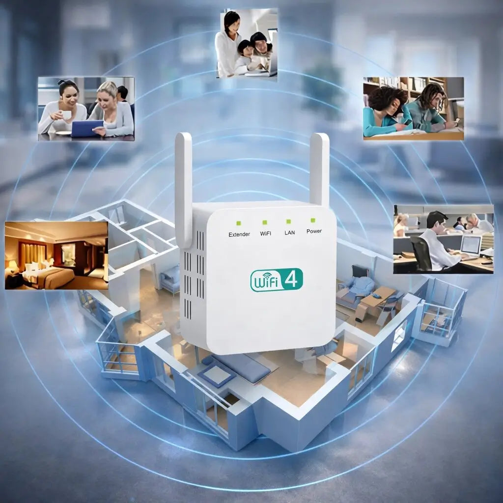 Amplificatore WiFi 300 Mbps 2,4 GHz per casa e ufficio, portata di 50 m, router e ripetitore AP