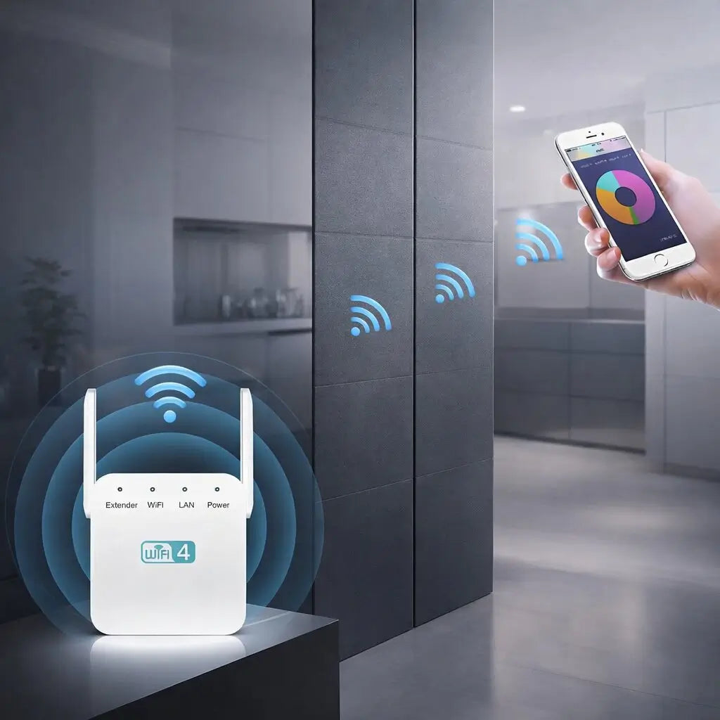 Amplificatore WiFi 300 Mbps 2,4 GHz per casa e ufficio, portata di 50 m, router e ripetitore AP