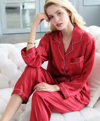 Set de pijama de damă din bumbac, cu mâneci lungi și nasturi, îmbrăcăminte de noapte elegantă pentru toamnă