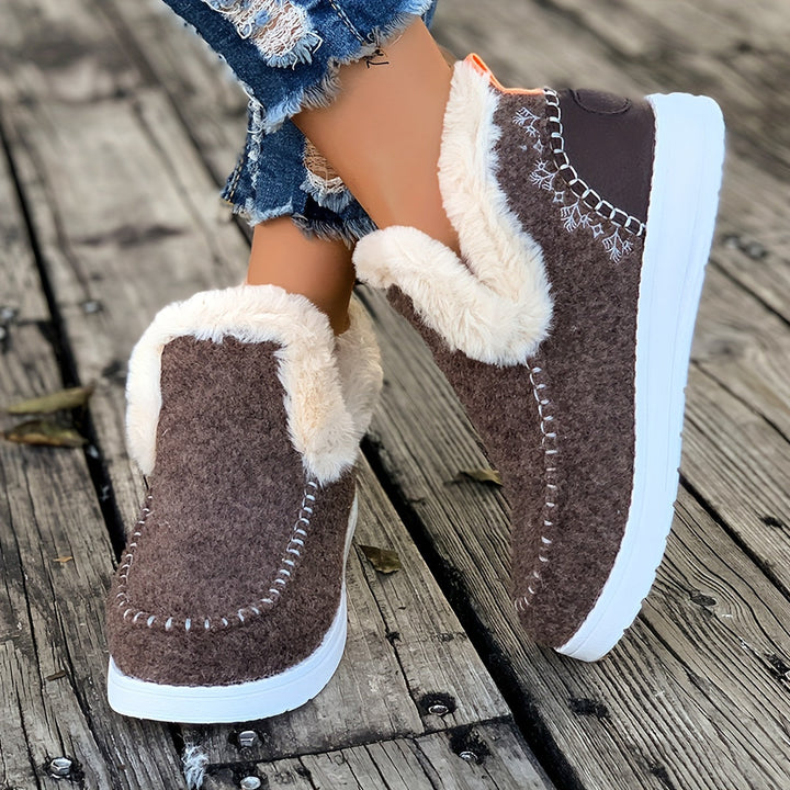 Pantofole da donna in pelliccia sintetica, da infilare, stile mocassino, comode per l’autunno