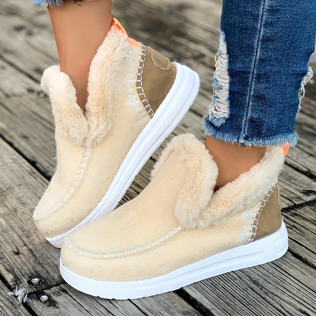 Pantofole da donna in pelliccia sintetica, da infilare, stile mocassino, comode per l’autunno