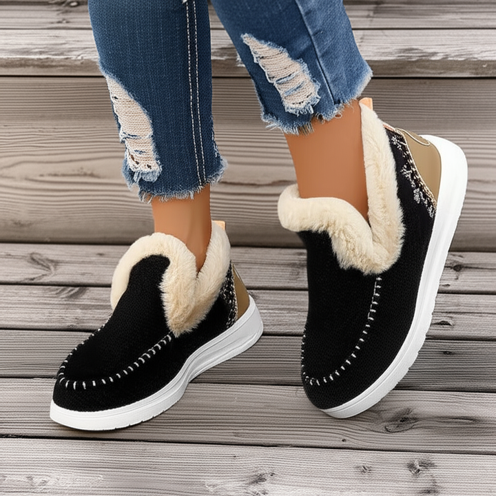 Pantofole da donna in pelliccia sintetica, da infilare, stile mocassino, comode per l’autunno