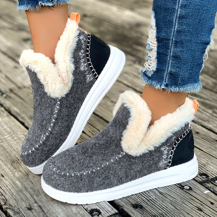 Pantofole da donna in pelliccia sintetica, da infilare, stile mocassino, comode per l’autunno