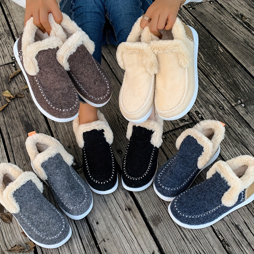 Pantofole da donna in pelliccia sintetica, da infilare, stile mocassino, comode per l’autunno