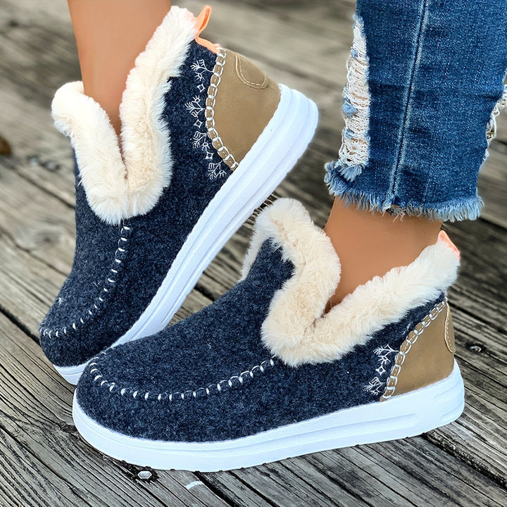 Pantofole da donna in pelliccia sintetica, da infilare, stile mocassino, comode per l’autunno