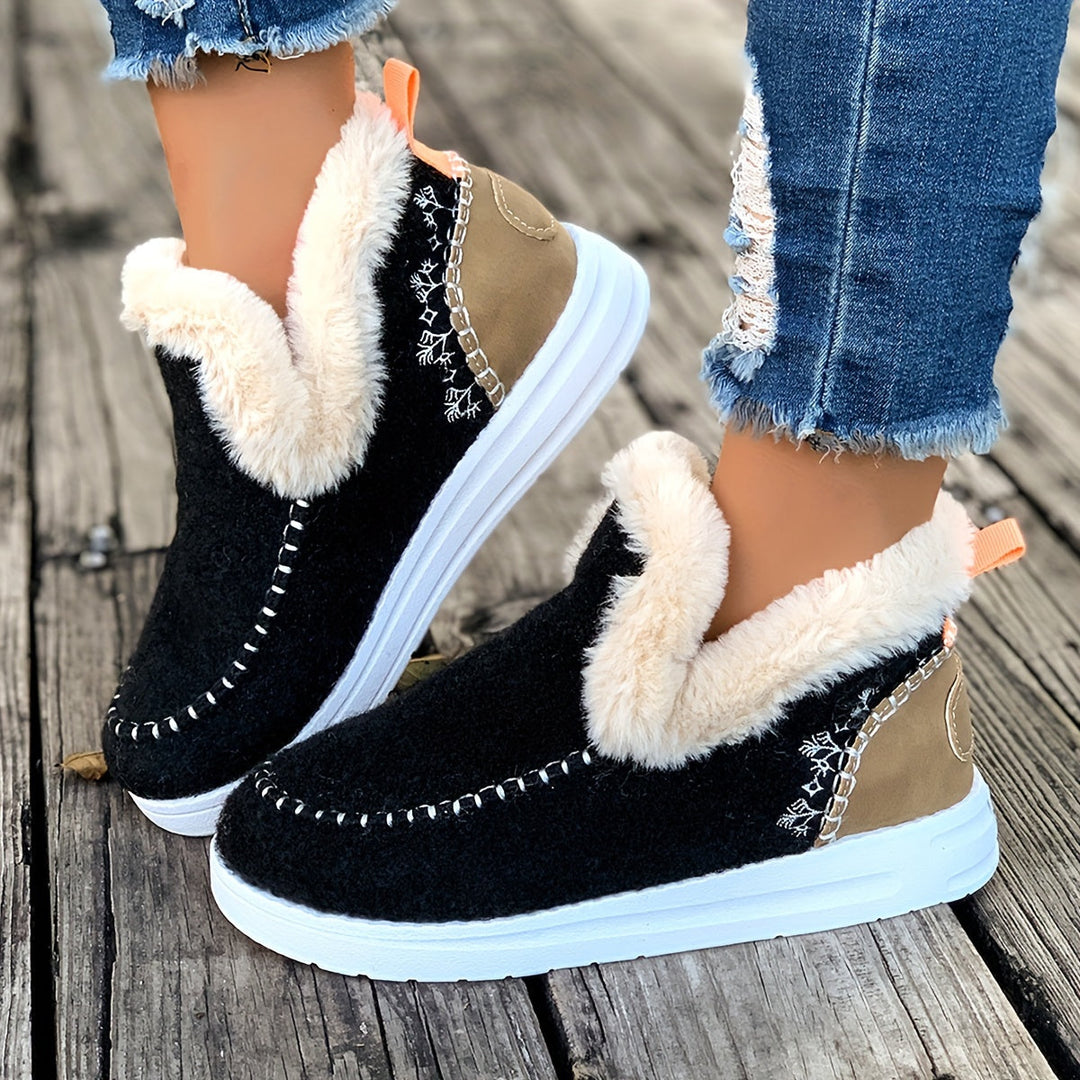 Pantofole da donna in pelliccia sintetica, da infilare, stile mocassino, comode per l’autunno