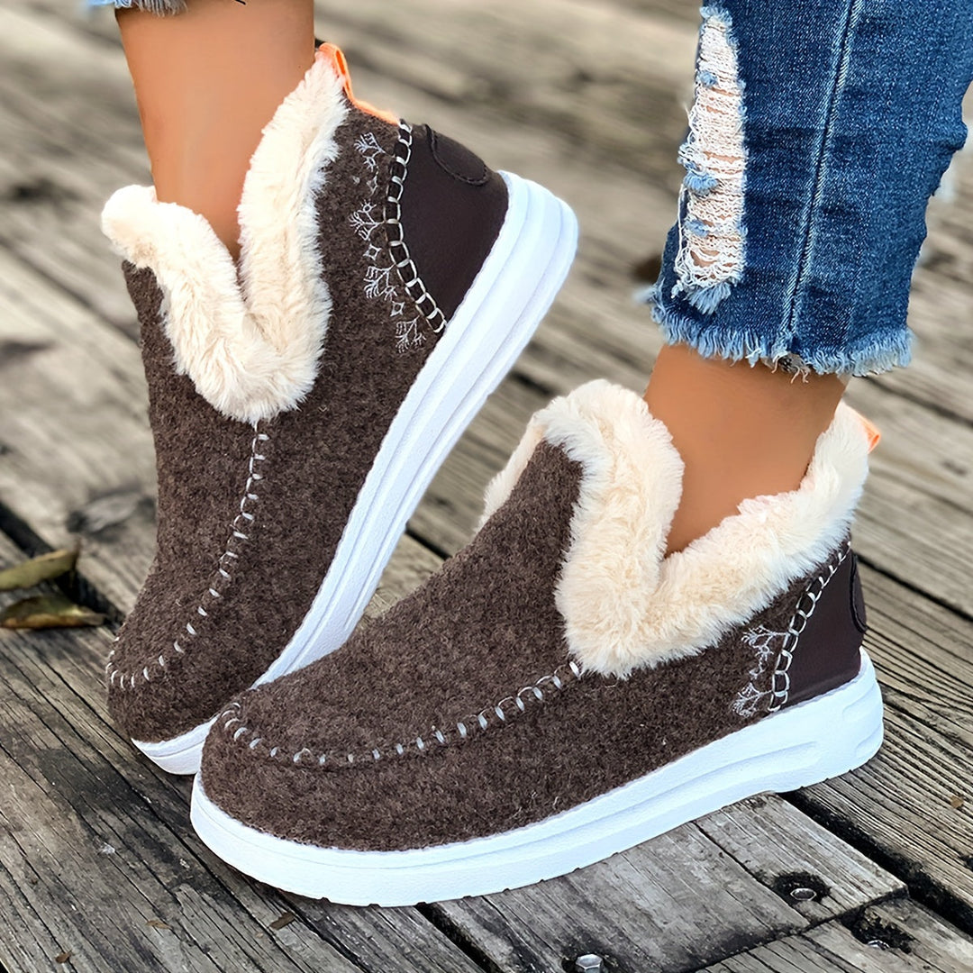 Pantofole da donna in pelliccia sintetica, da infilare, stile mocassino, comode per l’autunno