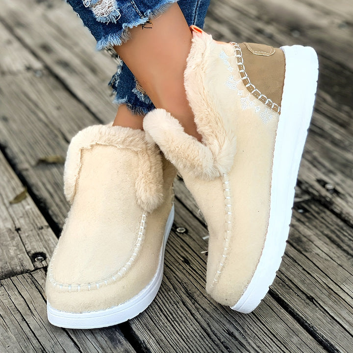 Pantofole da donna in pelliccia sintetica, da infilare, stile mocassino, comode per l’autunno