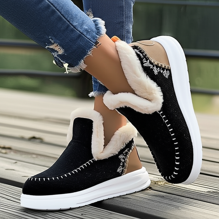 Pantofole da donna in pelliccia sintetica, da infilare, stile mocassino, comode per l’autunno