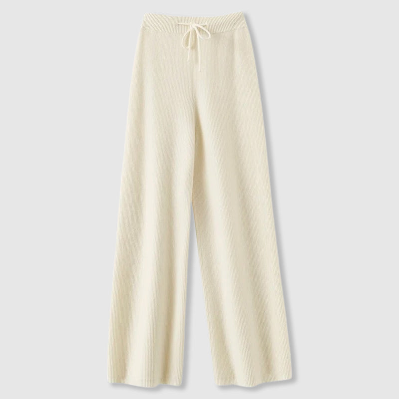 Pantaloni larghi da donna in cashmere lavorato a maglia per l’autunno, con vita elasticizzata e confortevole