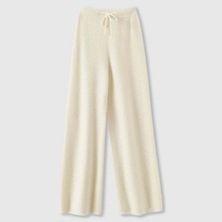 Pantaloni larghi da donna in cashmere lavorato a maglia per l’autunno, con vita elasticizzata e confortevole
