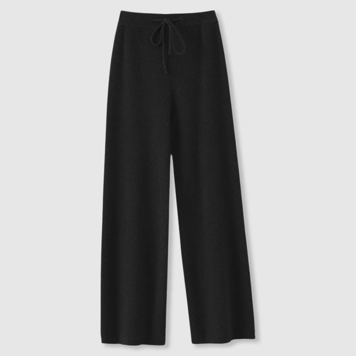 Pantaloni larghi da donna in cashmere lavorato a maglia per l’autunno, con vita elasticizzata e confortevole