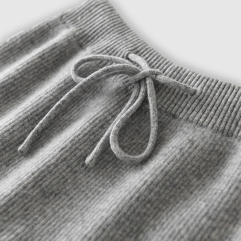 Pantaloni larghi da donna in cashmere lavorato a maglia per l’autunno, con vita elasticizzata e confortevole