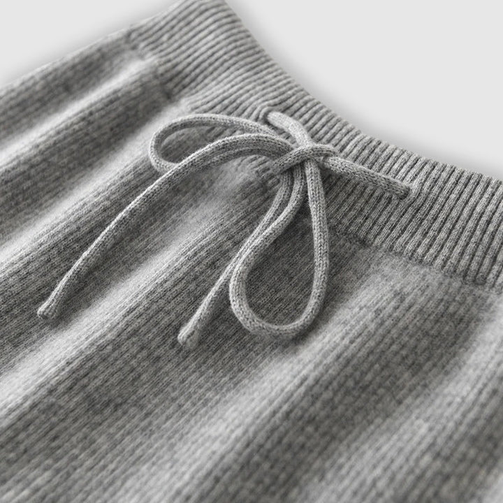Pantaloni larghi da donna in cashmere lavorato a maglia per l’autunno, con vita elasticizzata e confortevole