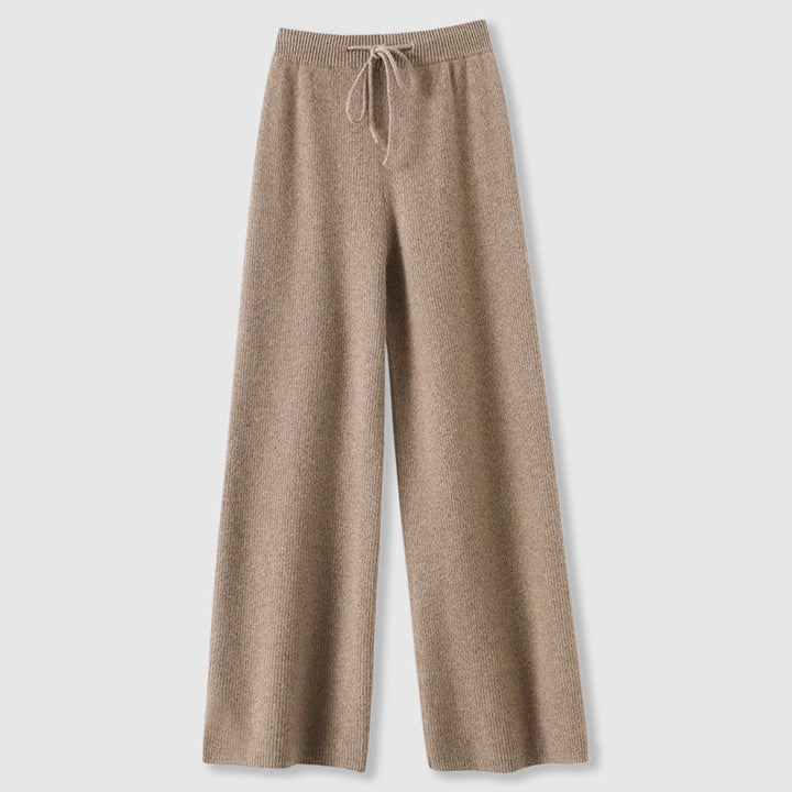 Pantaloni larghi da donna in cashmere lavorato a maglia per l’autunno, con vita elasticizzata e confortevole