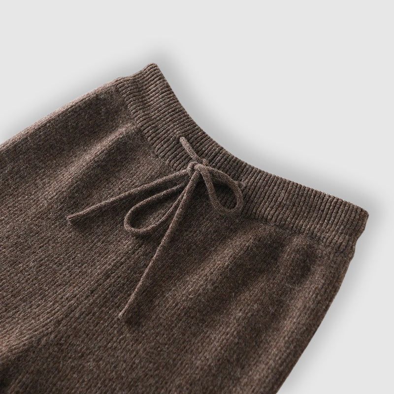 Pantaloni larghi da donna in cashmere lavorato a maglia per l’autunno, con vita elasticizzata e confortevole
