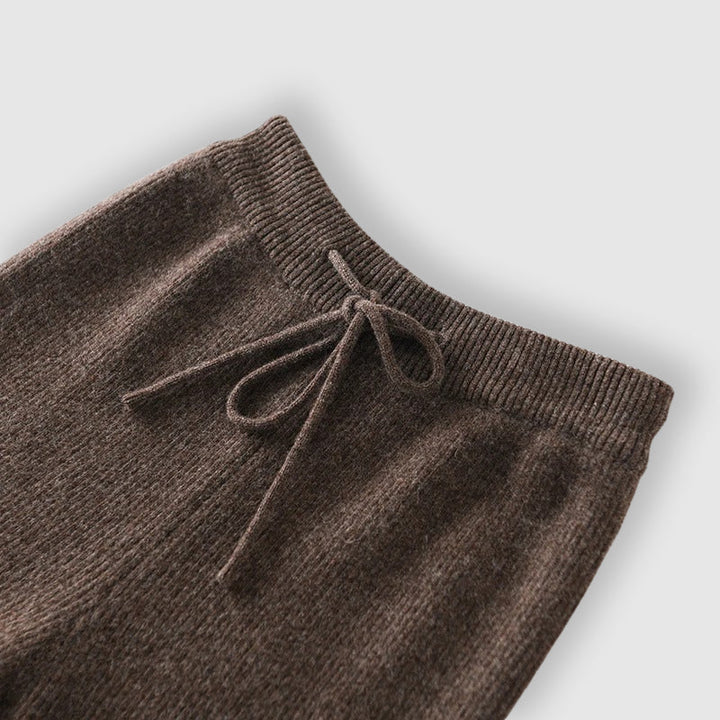 Pantaloni larghi da donna in cashmere lavorato a maglia per l’autunno, con vita elasticizzata e confortevole