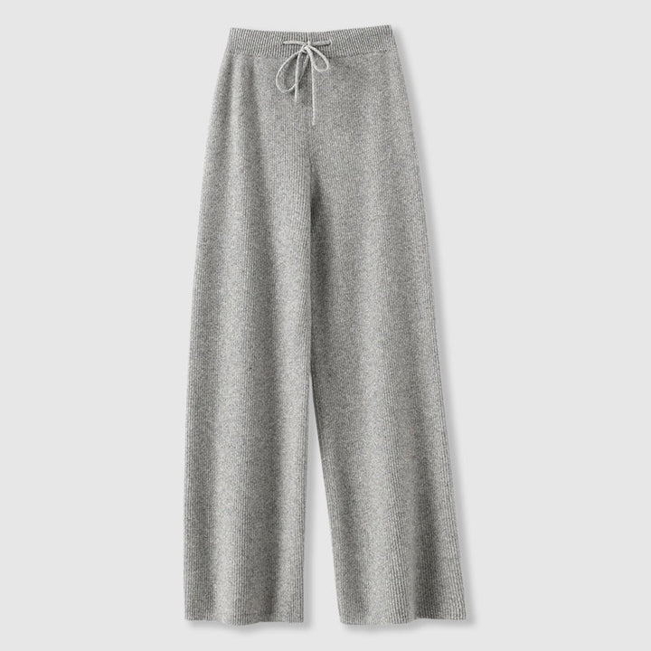 Pantaloni larghi da donna in cashmere lavorato a maglia per l’autunno, con vita elasticizzata e confortevole