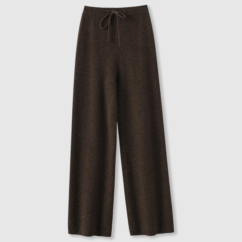 Pantaloni larghi da donna in cashmere lavorato a maglia per l’autunno, con vita elasticizzata e confortevole