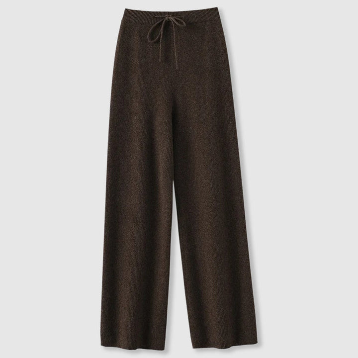 Pantaloni larghi da donna in cashmere lavorato a maglia per l’autunno, con vita elasticizzata e confortevole