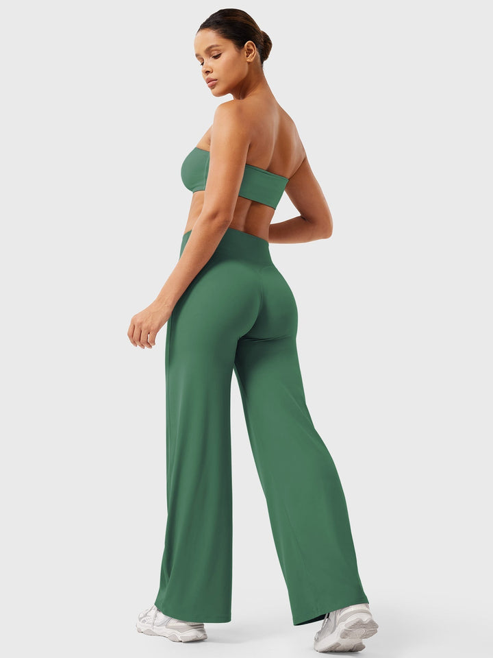 Pantaloni da yoga estivi da donna in cotone a gamba larga con vita alta e taglio ampio