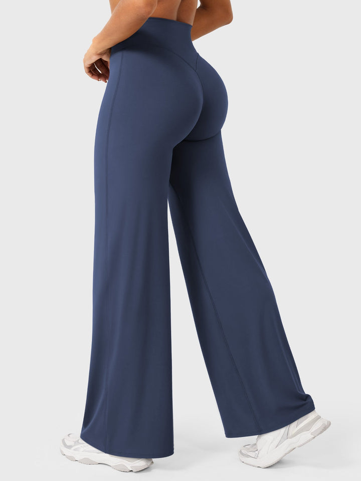 Pantaloni da yoga estivi da donna in cotone a gamba larga con vita alta e taglio ampio