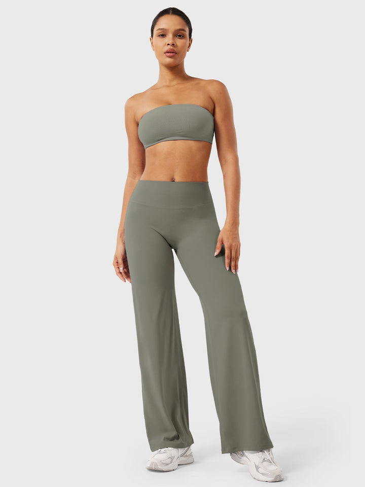 Pantaloni da yoga estivi da donna in cotone a gamba larga con vita alta e taglio ampio