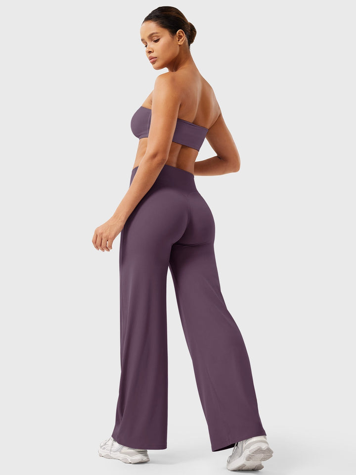 Pantaloni da yoga estivi da donna in cotone a gamba larga con vita alta e taglio ampio