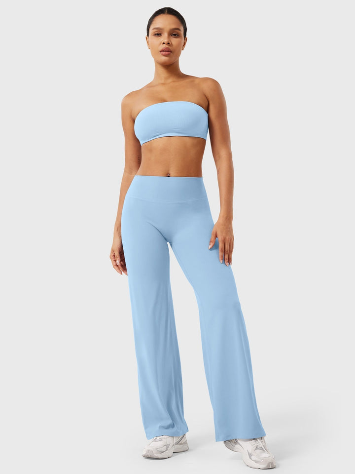 Pantaloni da yoga estivi da donna in cotone a gamba larga con vita alta e taglio ampio