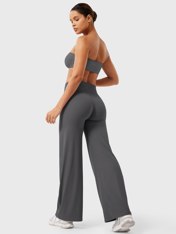 Pantaloni da yoga estivi da donna in cotone a gamba larga con vita alta e taglio ampio