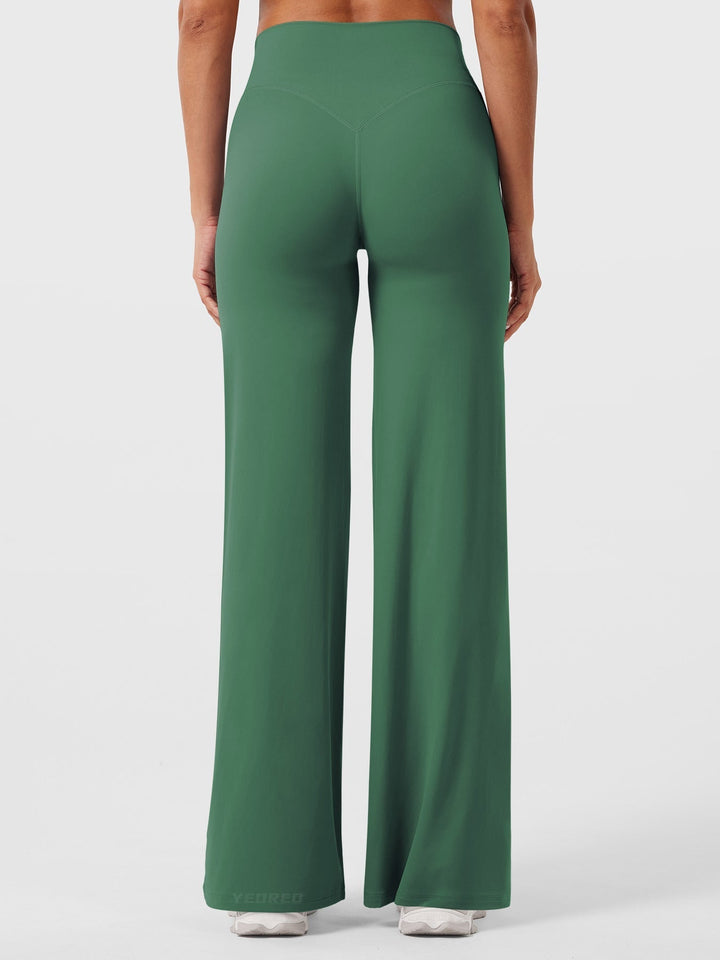 Pantaloni da yoga estivi da donna in cotone a gamba larga con vita alta e taglio ampio